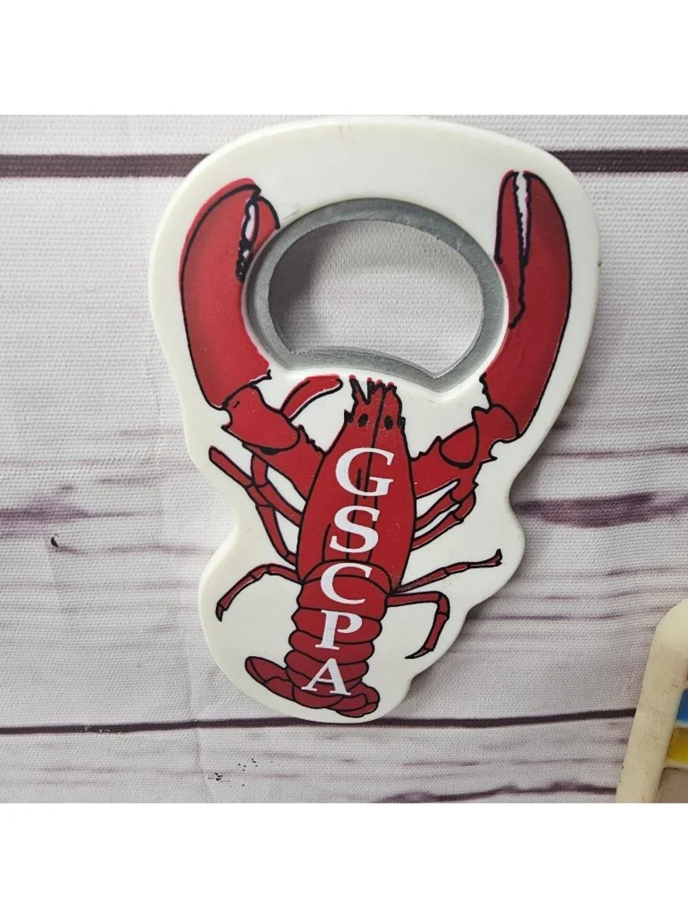 Lobster-Themed Gscpa Magnet Bottle Opener With White & Red Design
